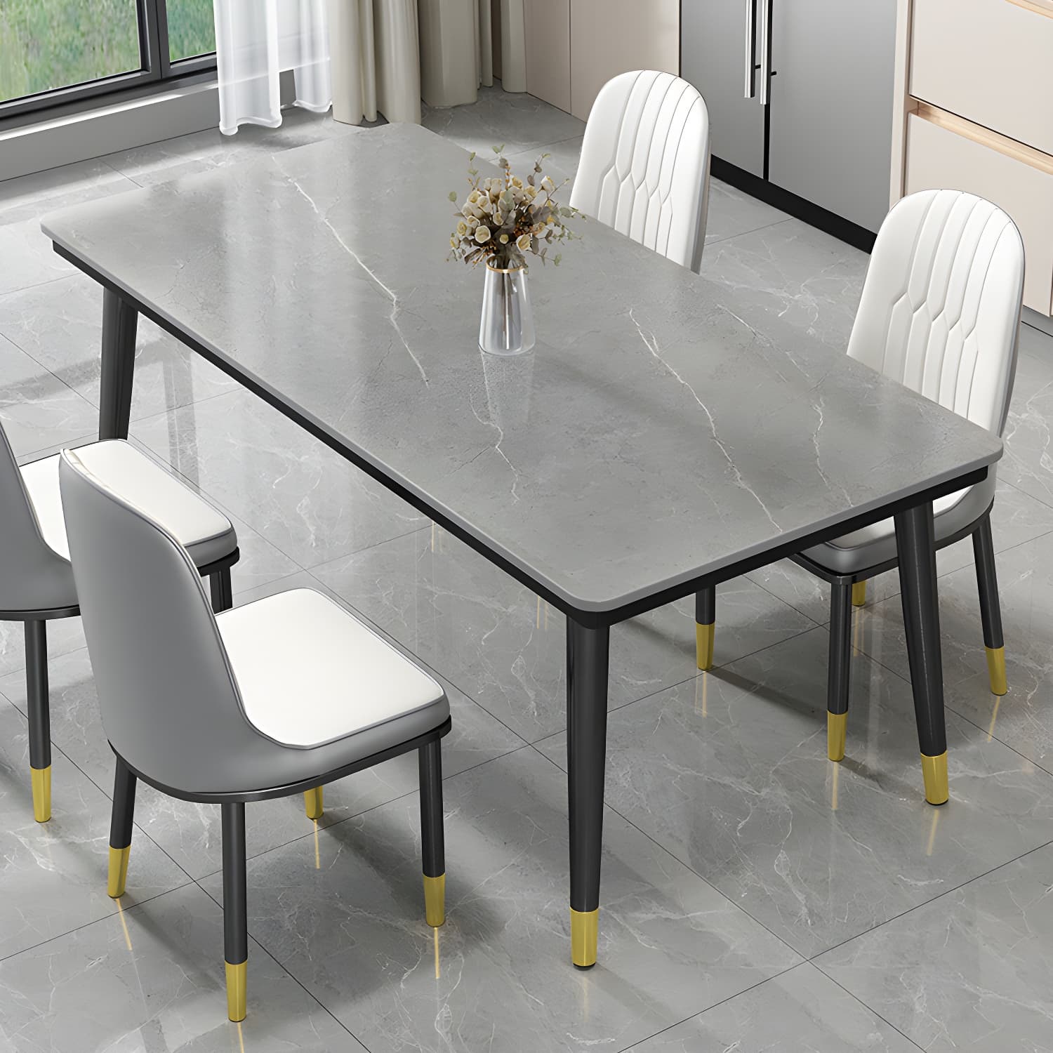 Industrial Standard Rectangle Shape Dining Table Sintered Stone Top Dining Table for Kitchen - image 5