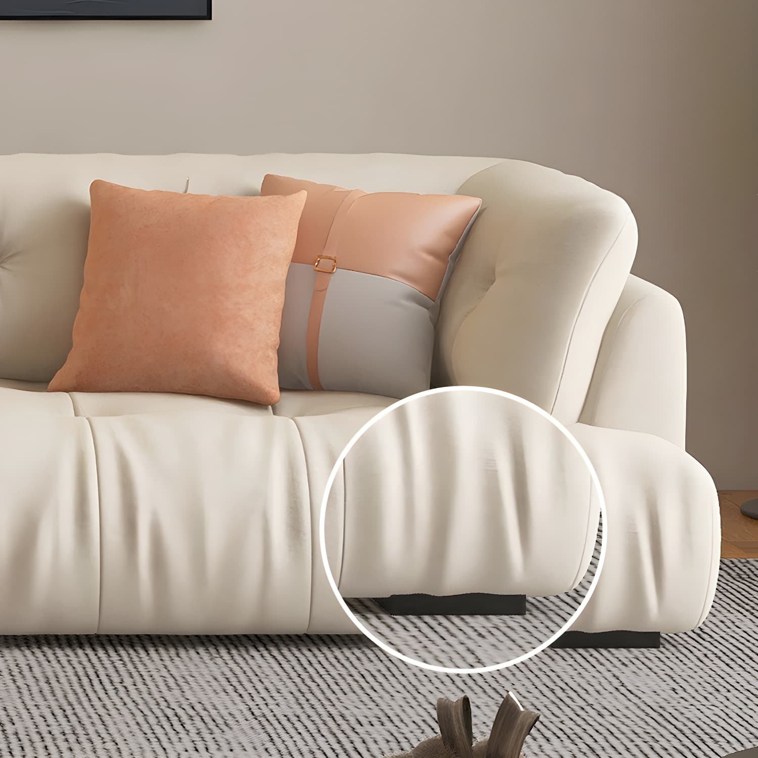 Flannel Upholstered Sectional Sofa in Gray with Scandinavian Wooden Frame - image 4