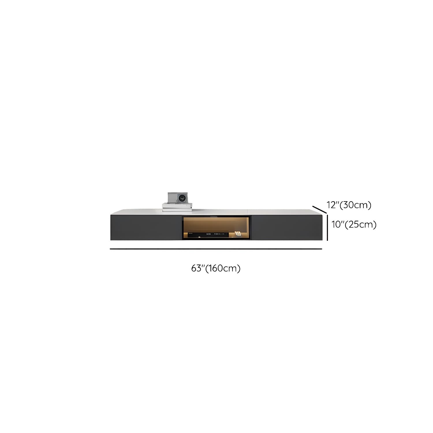 Modern Wall-mounted TV Media Stand Slate Top Wood Frame with Storage - image 11