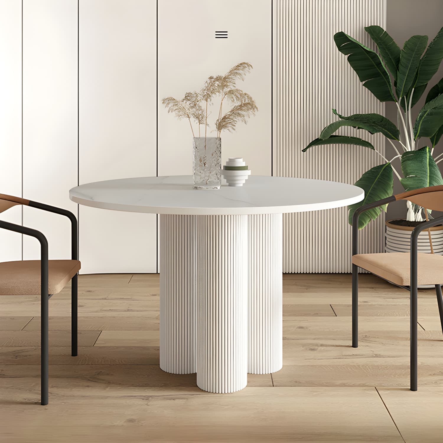 Contemporary Dining Table Round Dinner Room Table with Pedestal Base - image 8
