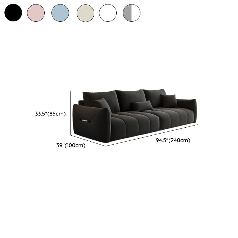 Modish Solid Color Scratch-durable Standard Sofa in Midnight Black/Mocha/Off-White, Seats 3 with 3 Pillows - image 17