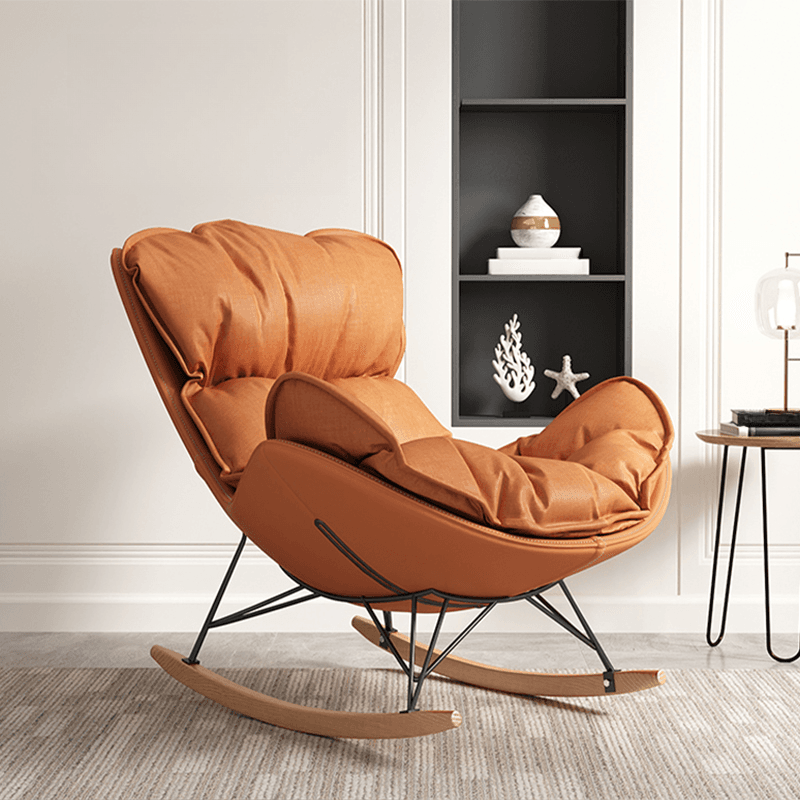Modish Upholstered Rocking Accent Chair with Ottoman - image 6