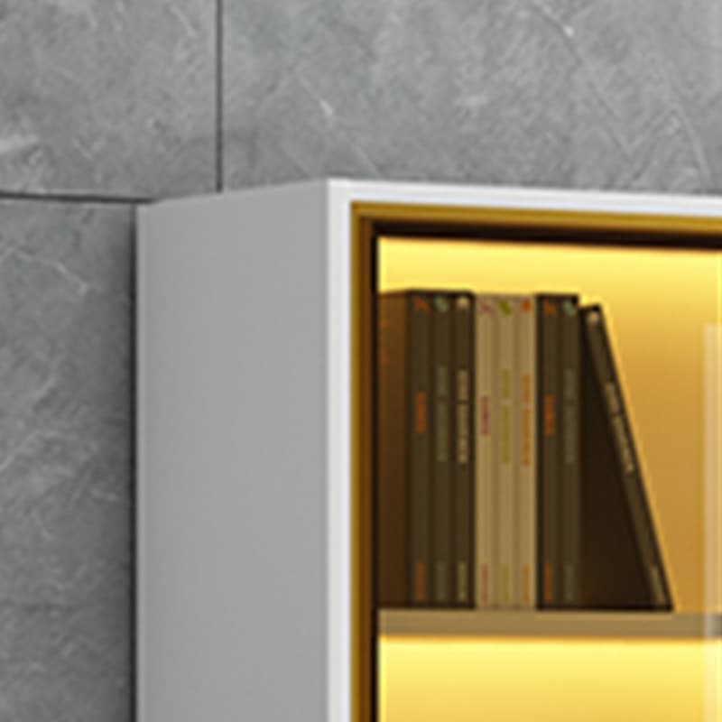 Glam Rectangle Accent Cabinet with Gold Metal Base and Glass Doors and Lighting Included - image 8
