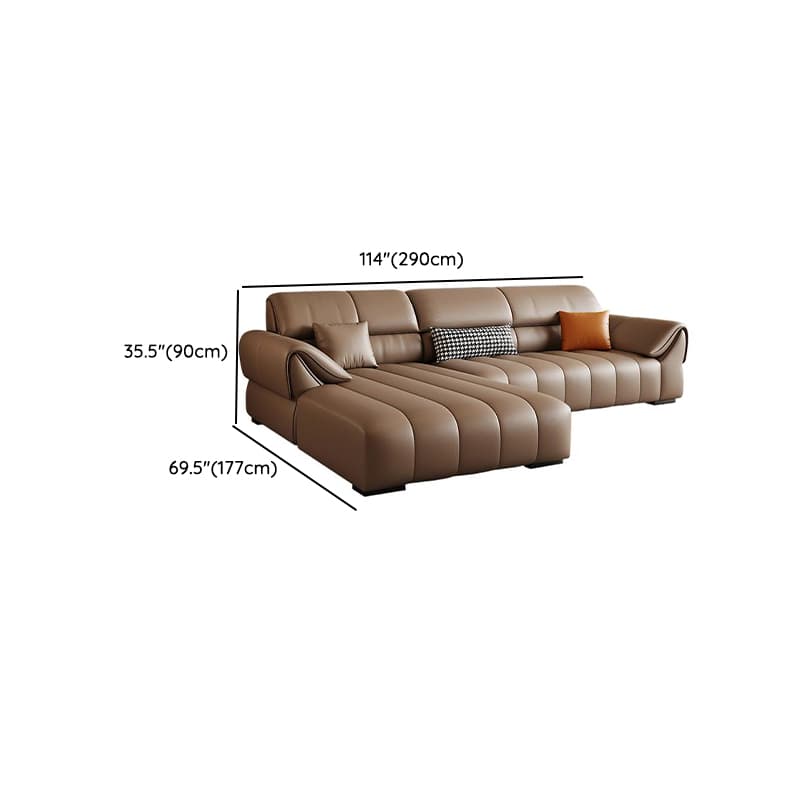 Elegant Light Brown Leather Standard Sofa/Single Sofa/Loveseat with Armrest and 3 Pillows - image 18