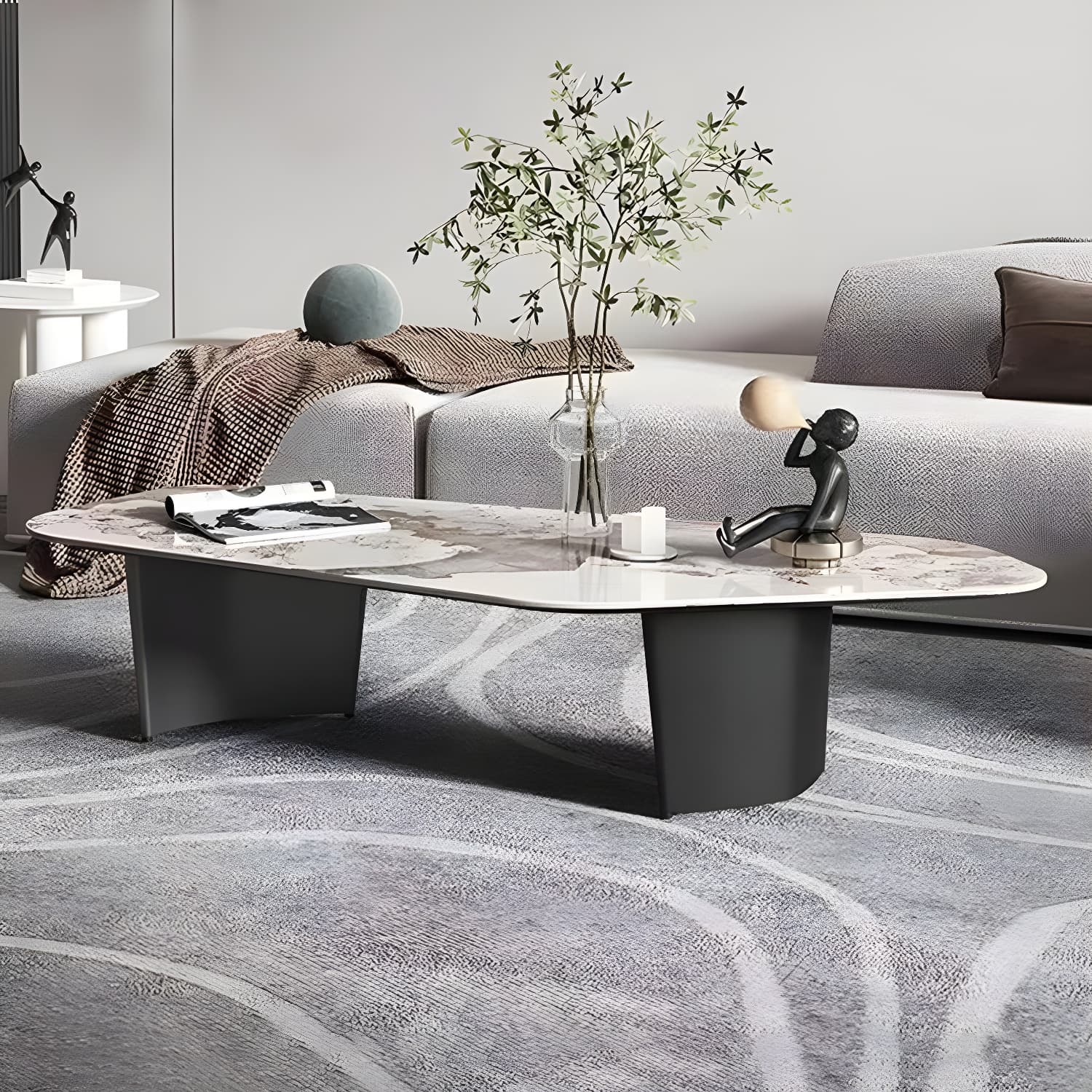 Glam Irregular Slate Top Cocktail Table Sled 15.7" H Coffee Table - image 3
