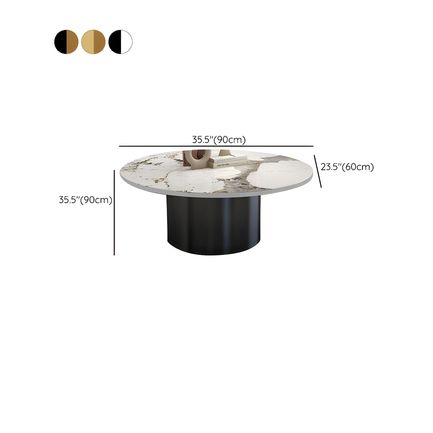 Pedestal Cocktail Table Contemporary Slate Top Coffee or End Table - image 17