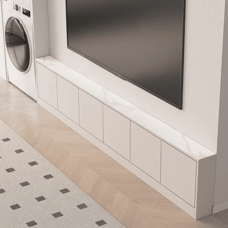 Beige Rectangular TV Stand for Parlor with Gate