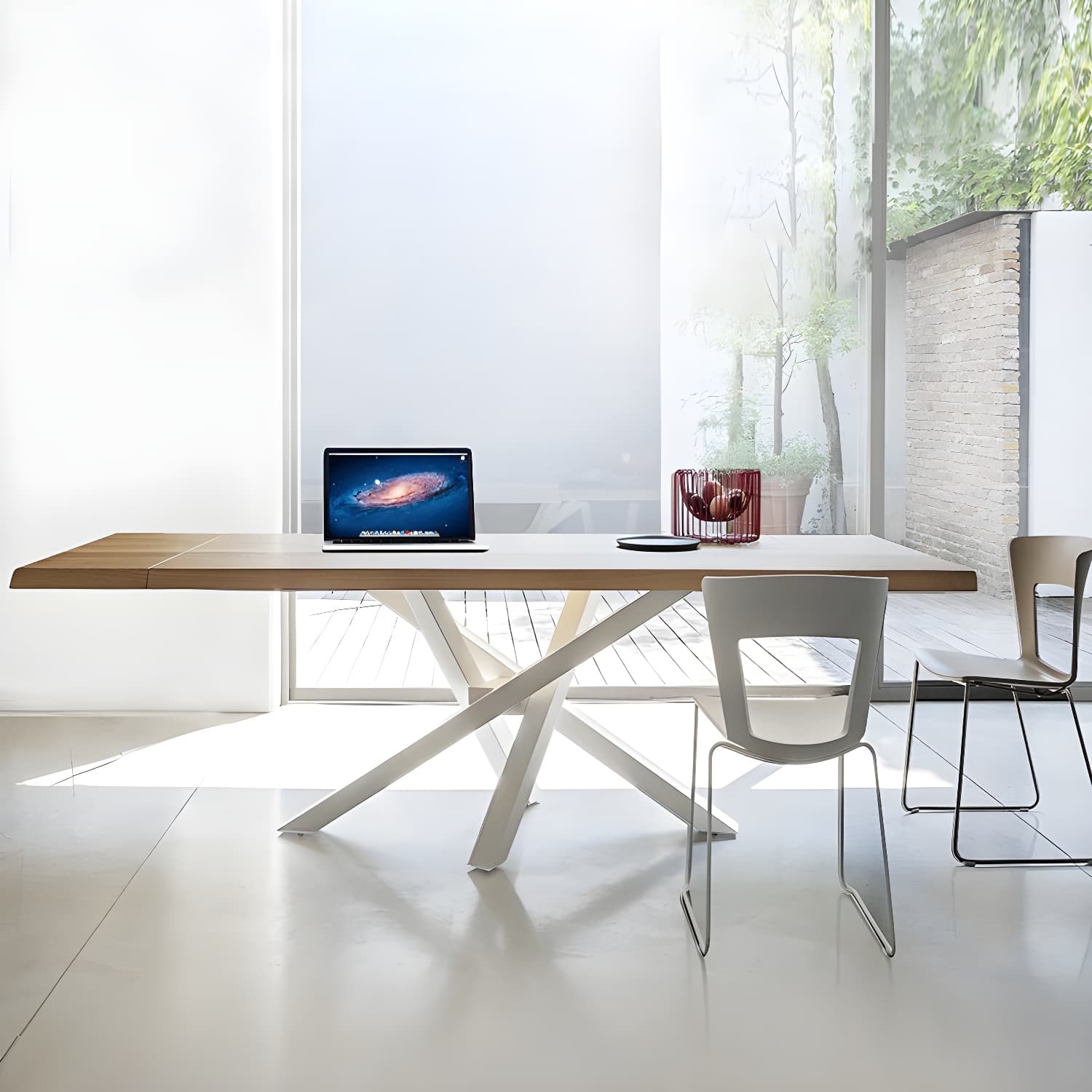 Rectangle 4 Legs Industrial Table Solid Wood Fixed Table for Restaurant - image 3