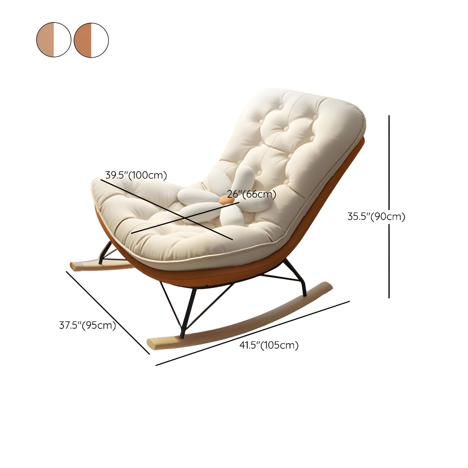 Contemporary Rocking Chair with Spindle Back, Tufted Upholstered and Wood Legs - image 15