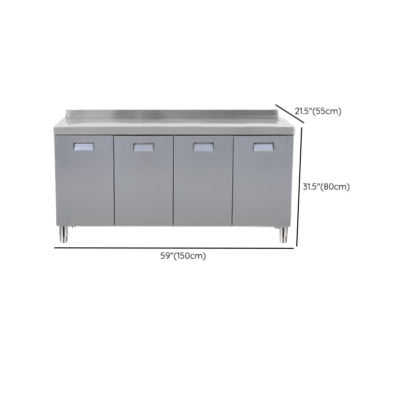 3 Doors/4 Doors/2 Doors Art Deco Chrome Narrow/Standard Sideboard with Metal Countertop, 1 Shelf, and Kitchen Cupboards - image 16
