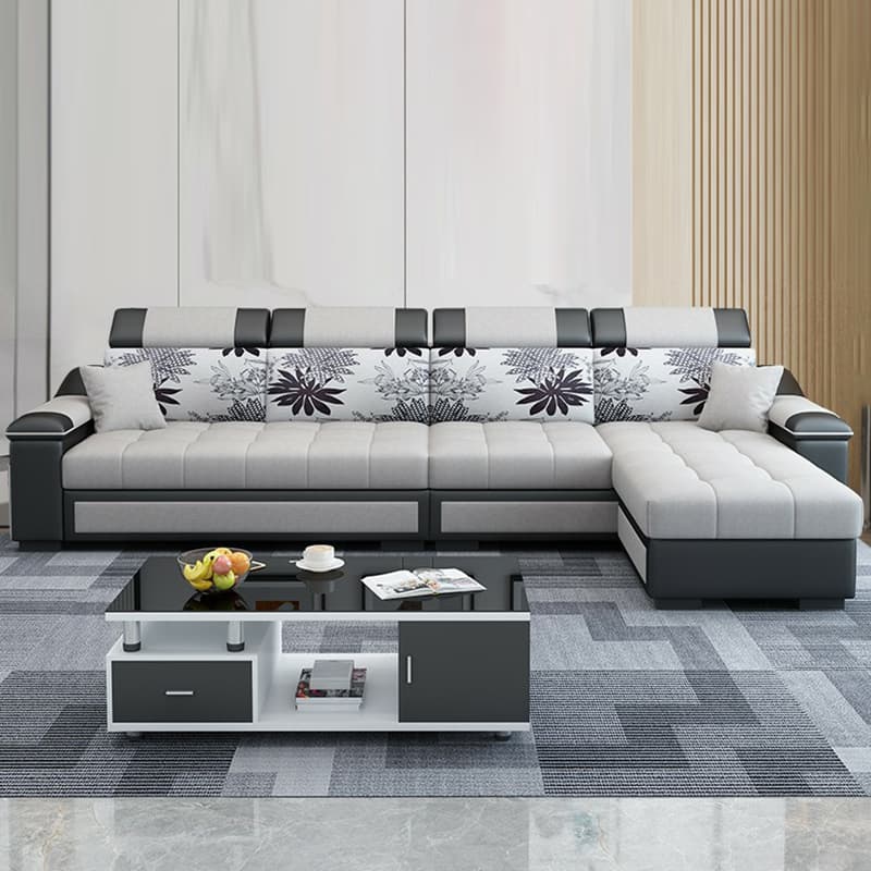 Cushion Back Wood Black 9 Feet Pillow Top Arm Sectional Sofa - image 21