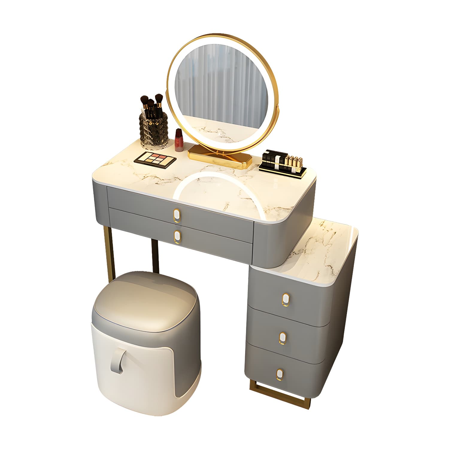Contemporary Make-up Vanity with 5 Storage Drawers for Bedroom - image 11
