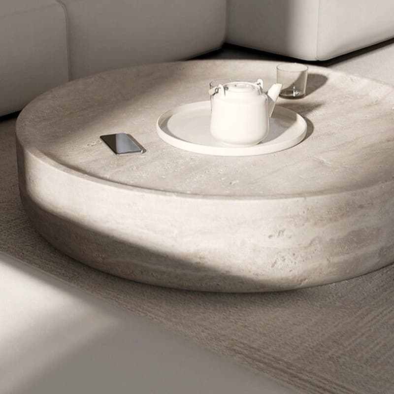 Contemporary Coffee Table Wood Ball Travertine Top Pallet Table Foyer - image 9