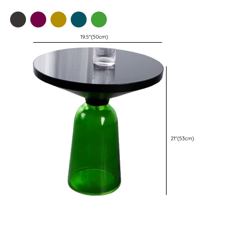 Simplistic Single Side Table with Hardened Glass and Plinth Base, Rounded Top - image 18