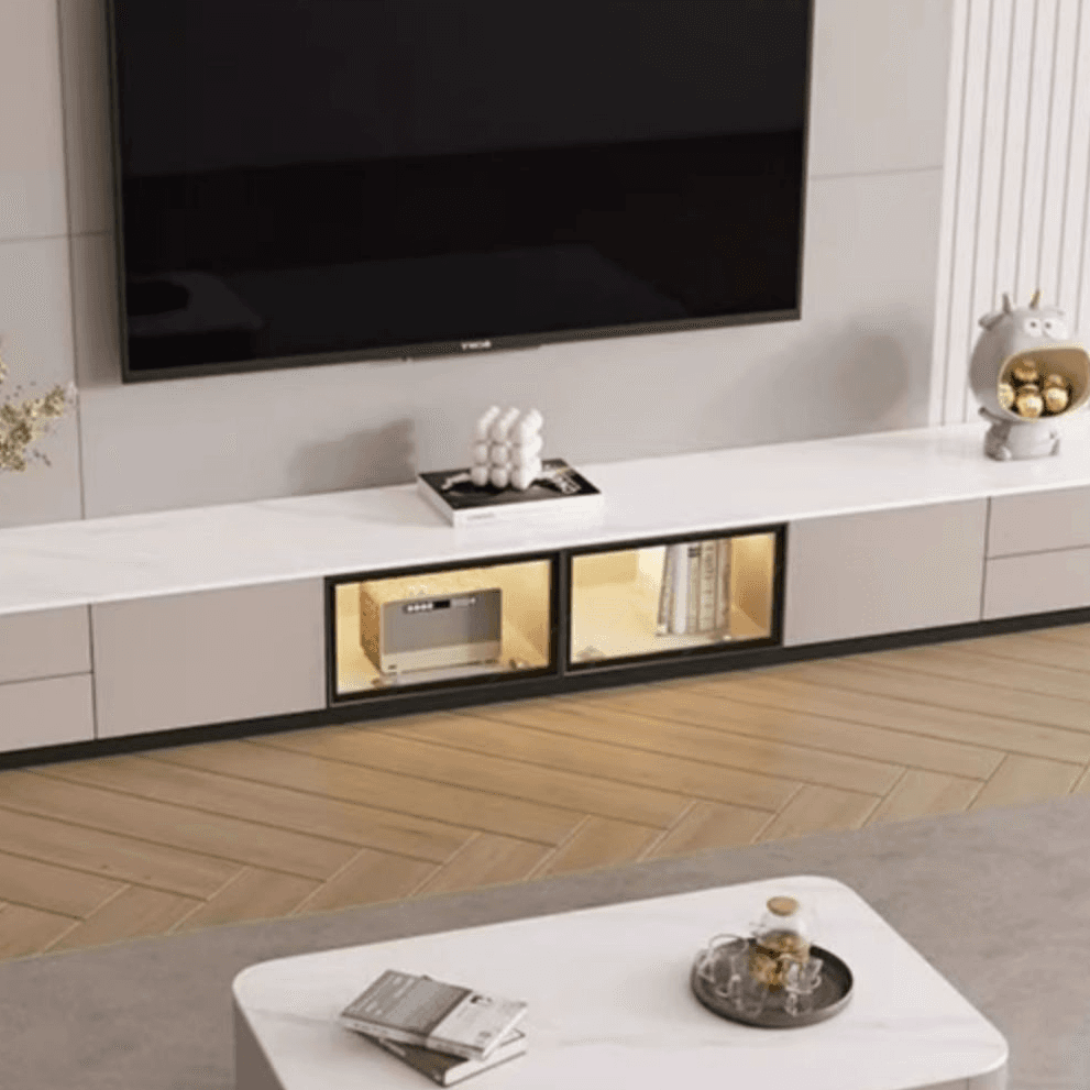 Rectangle Parlor TV Stand with Light and Gate Door - image 12
