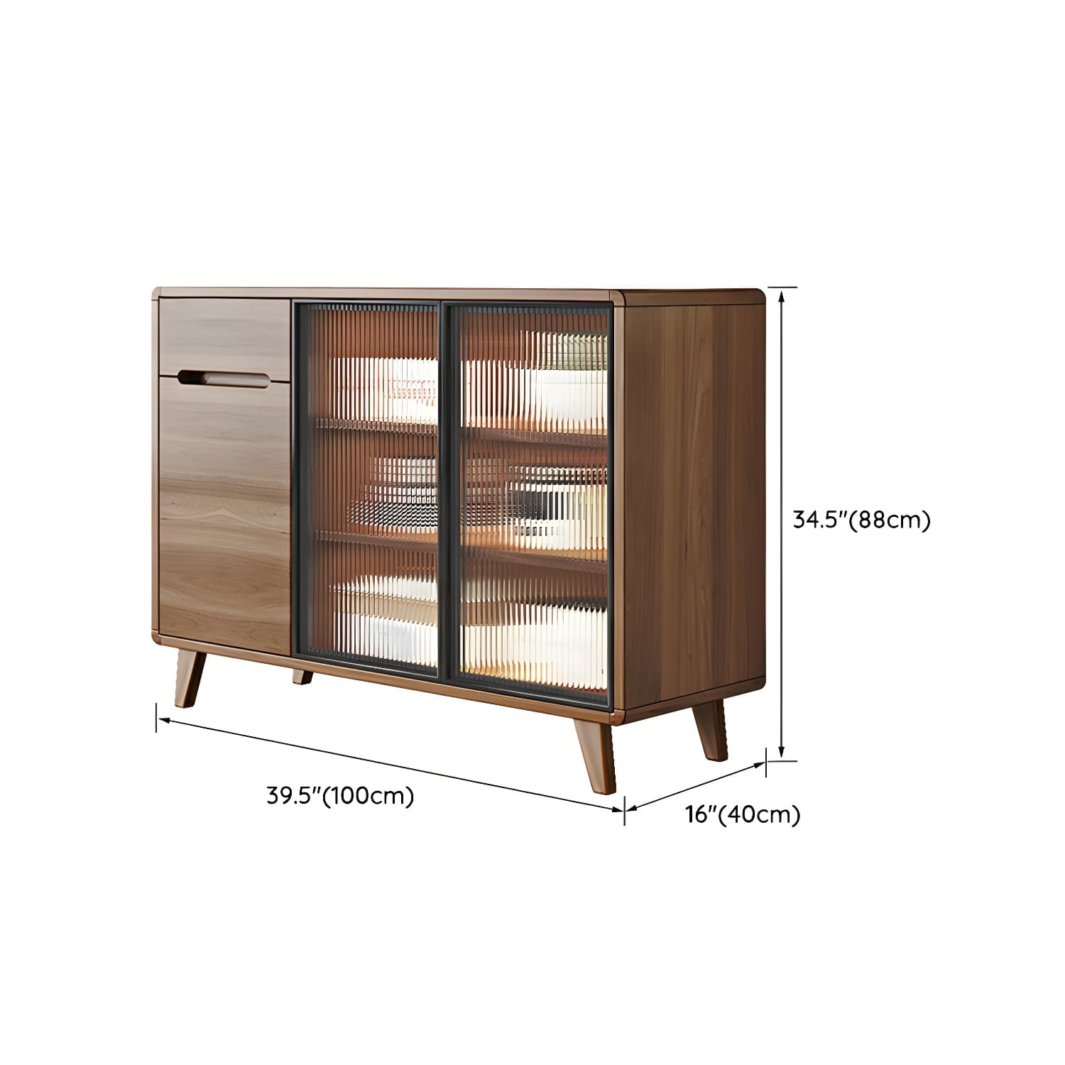 Contemporary Engineered Wood Free-standing Sideboard with Glass Door and Adjustable Shelves - image 14