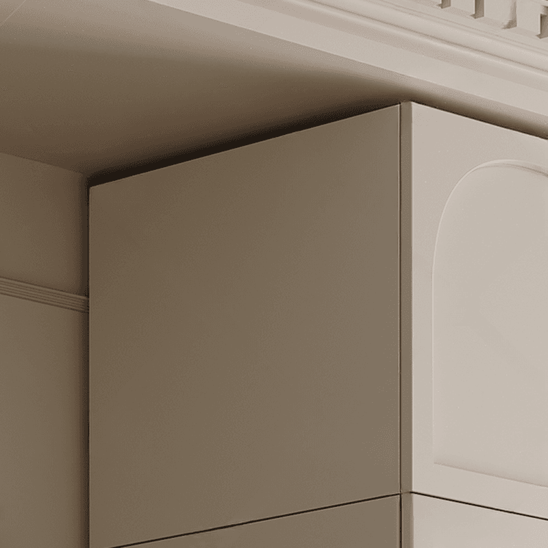 White Minimalist Manufactured Wood Wardrobe Closet with 3-Drawer, Soft Close Door, Interior Shelves, and Clothing Rod - image 4