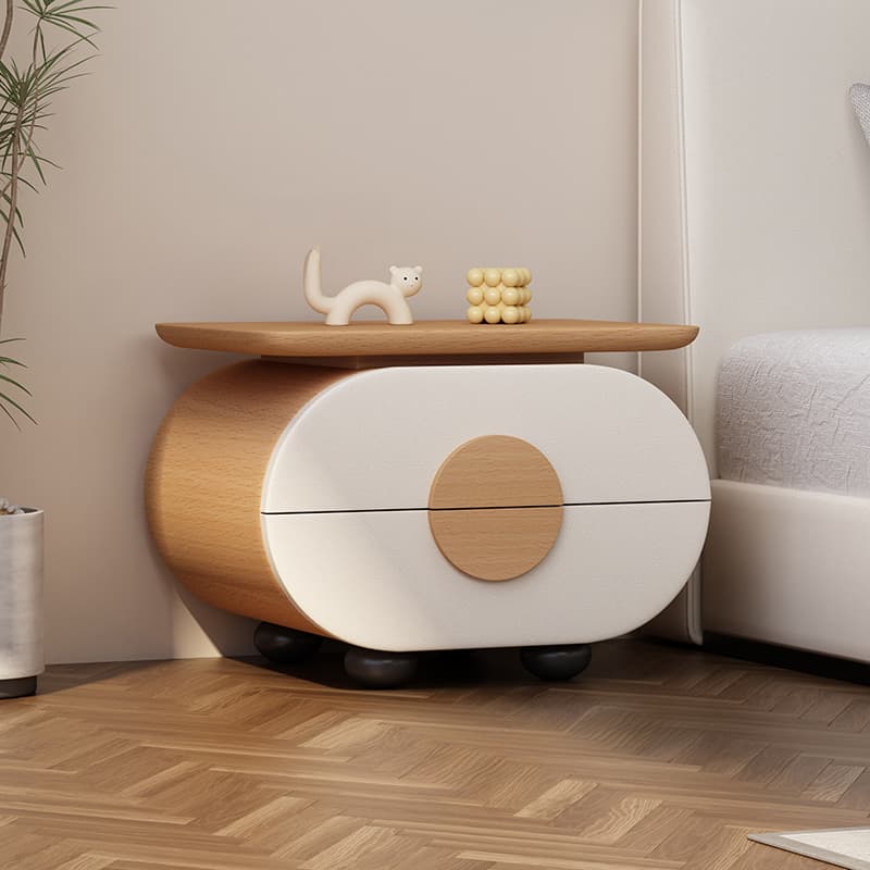 Organic Modern Nightstand With Drawer Organization Featuring 2 Drawers and Pleather Countertop with Leg - image 6
