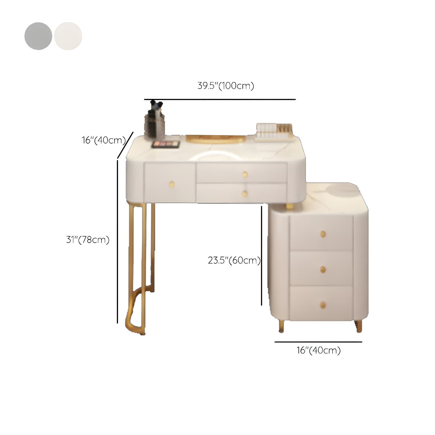 Solid Wood Makeup Vanity Desk Storage Dressing Table Stool Set with Drawer - image 19