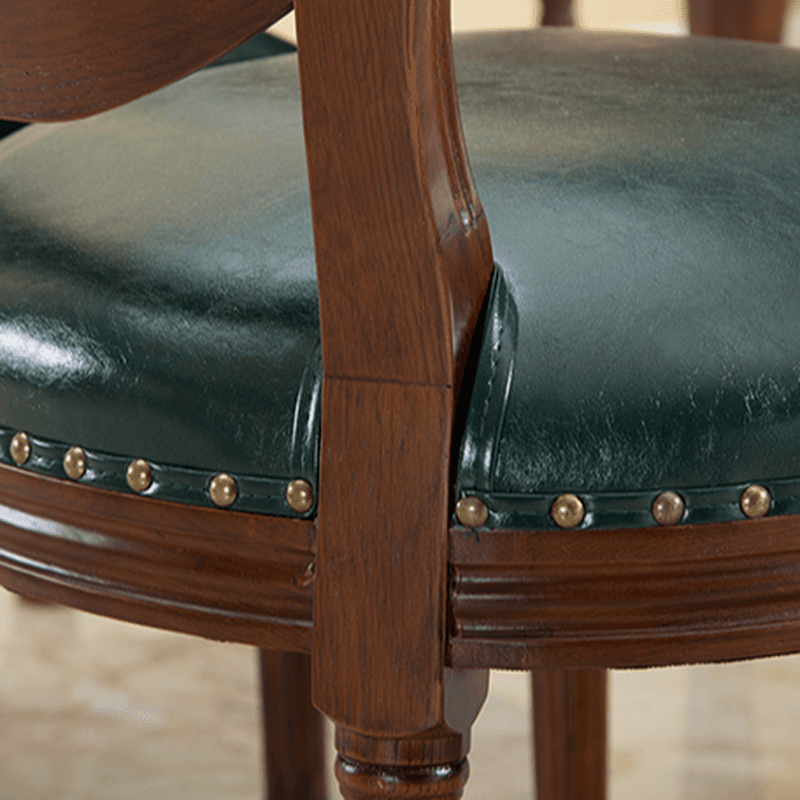 French Sturdy King Louis Back Upholstered Arm Chair/Side Chair with Nailhead Accent, Foot Pads and Weathered Wood Base - image 21