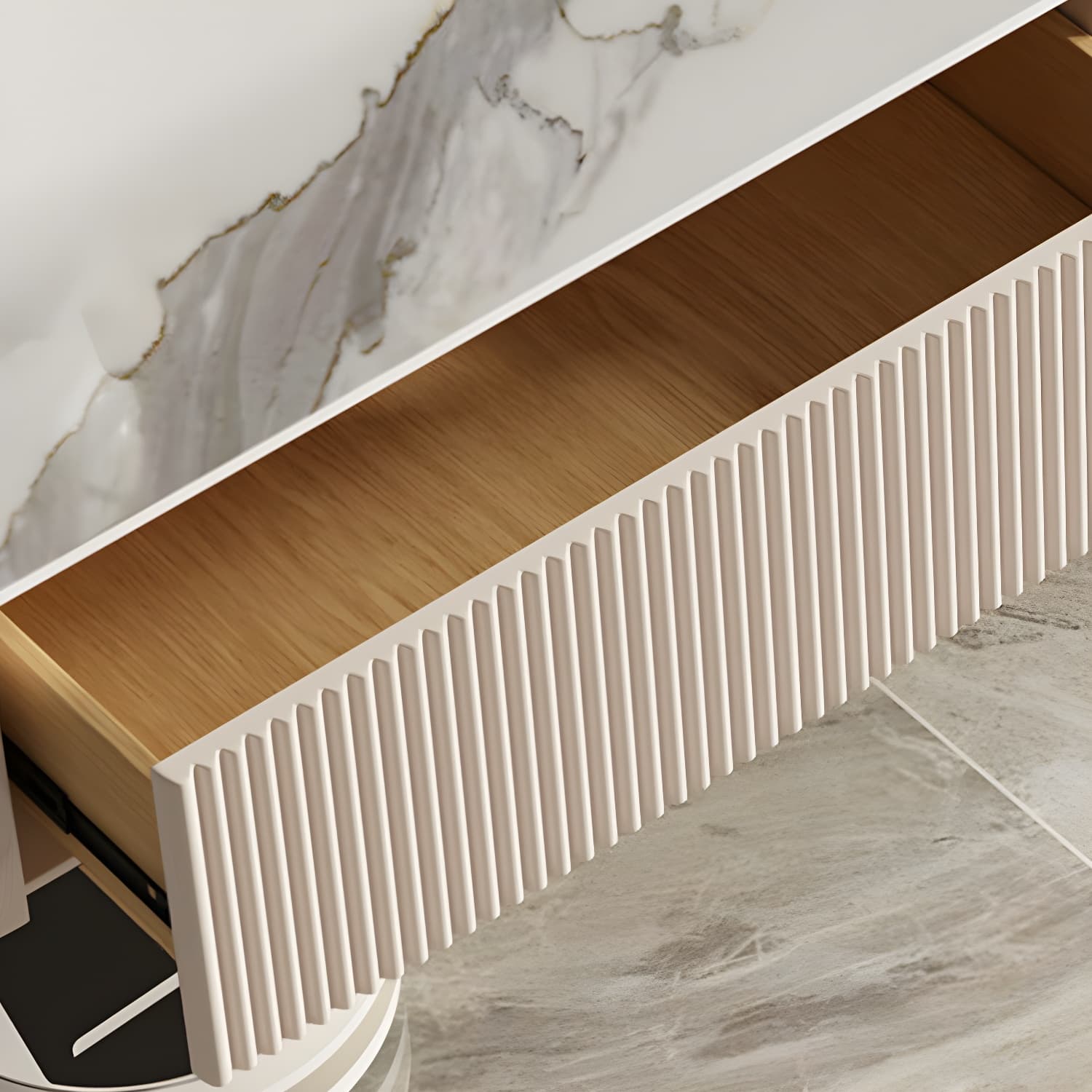 Enclosed Storage Stand Console Floating TV Media Console with Drawers - image 7