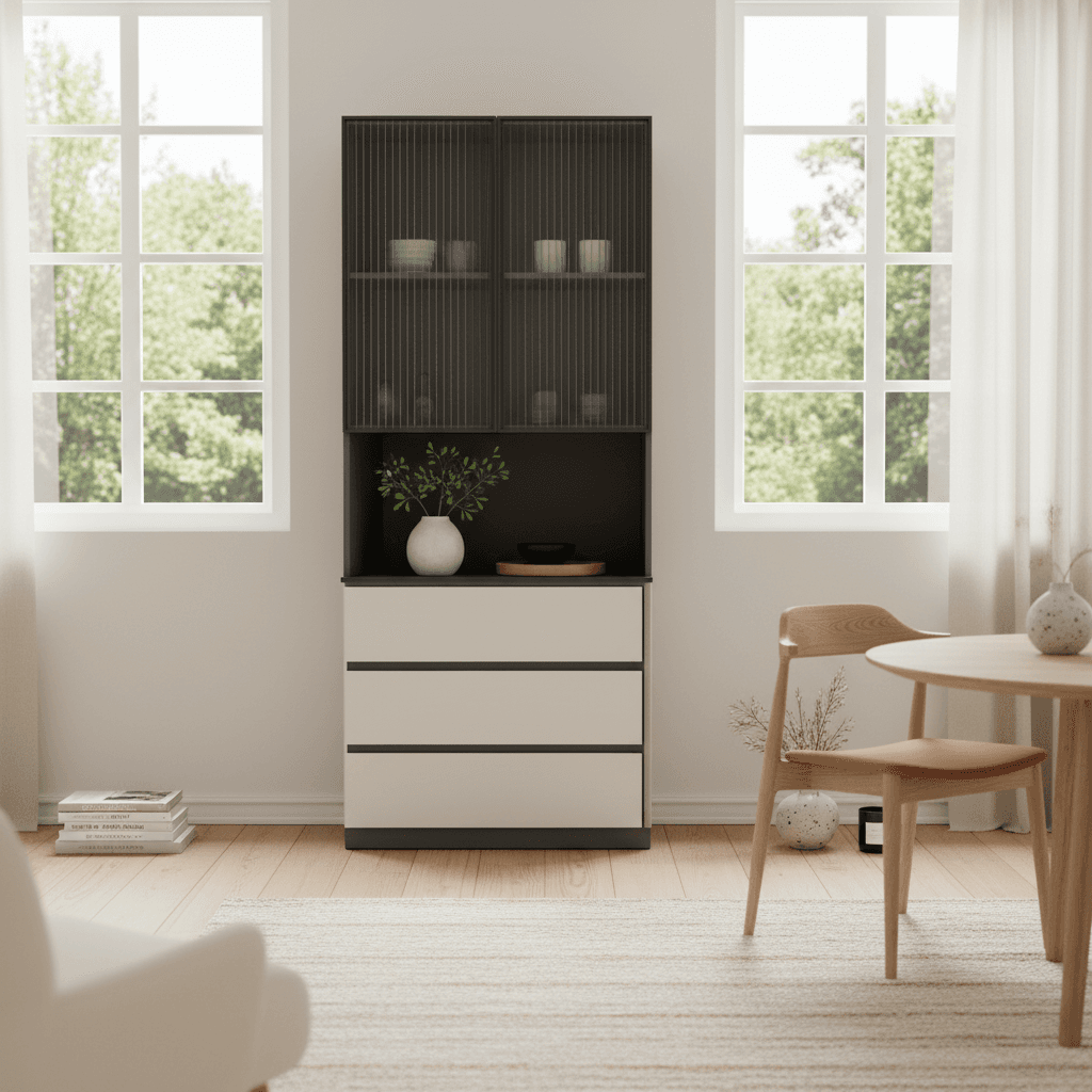 Trendy Sideboard with 3 Drawers, Cupboard, Wide/Standard/Narrow Sizes, 2/1 Shelves, Cabinets, and Glass-panel Door - image 40