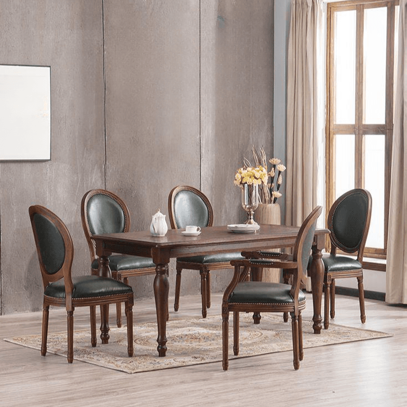 Traditional Antiqued Wood Sturdy Nailhead Trim King Louis Arm Chair/Armless Chair with Outlined and Foot Pads - image 5