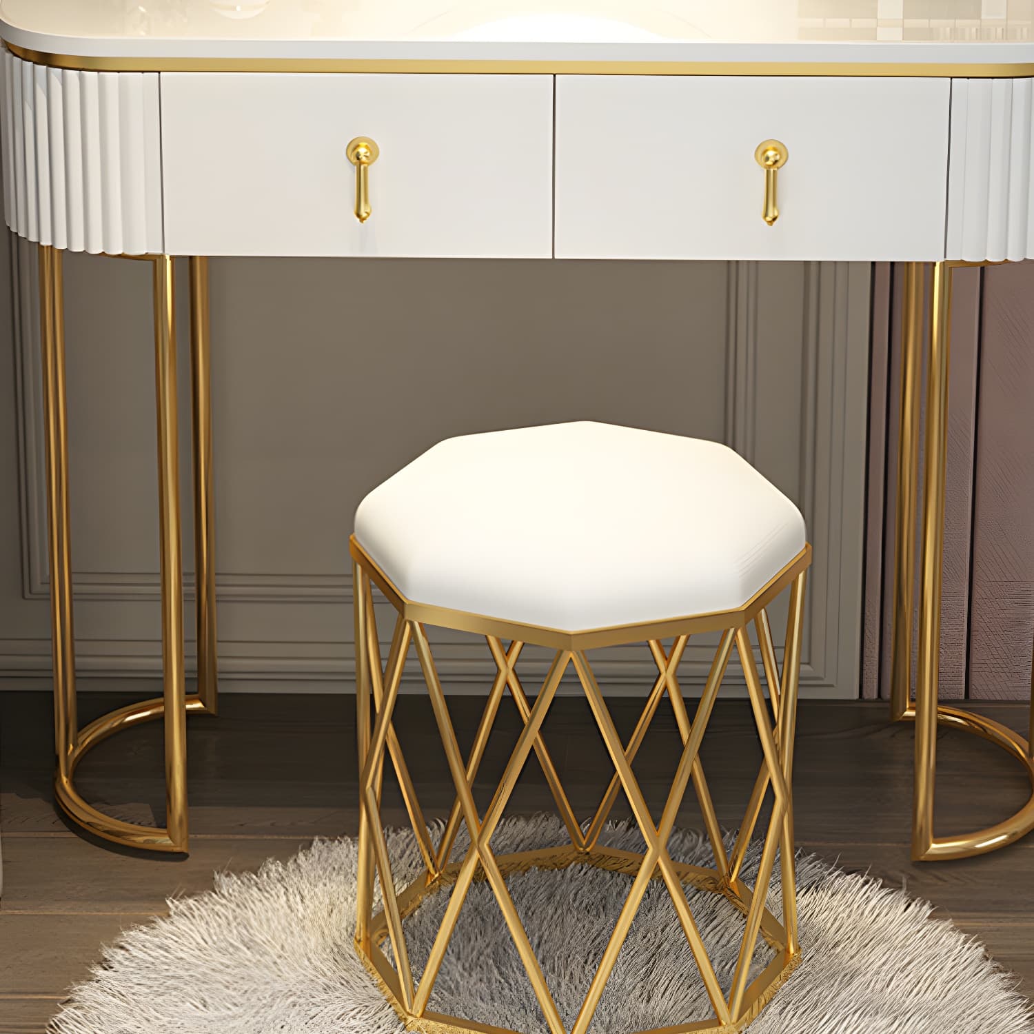 Glam Bedroom Vanity Dressing Table Wood Vanity Dressing Table Set - image 9
