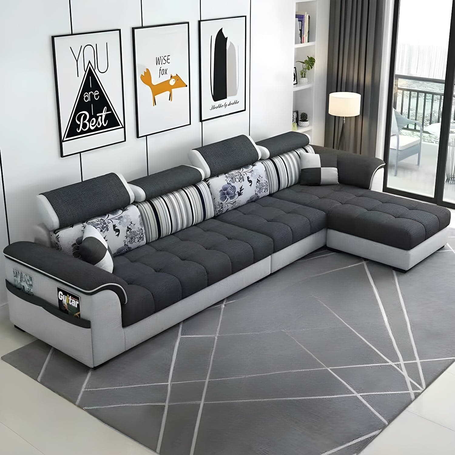 Contemporary L-Shaped Sectional Sofa with Adjustable Pillows and Storage - image 5