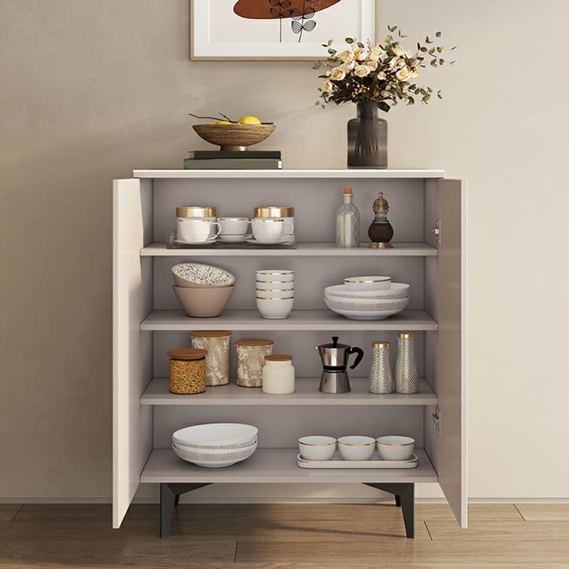 Modern Rectangular Manufactured Wood Accent Cabinet in Beige with Interior Partitions and Metal Legs - image 16