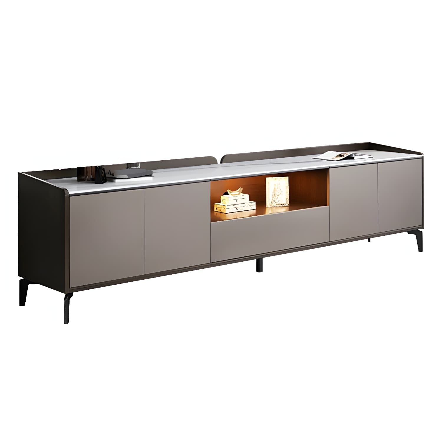 Stone Media Console TV Stand Modern TV Stand Console with Drawer - image 5