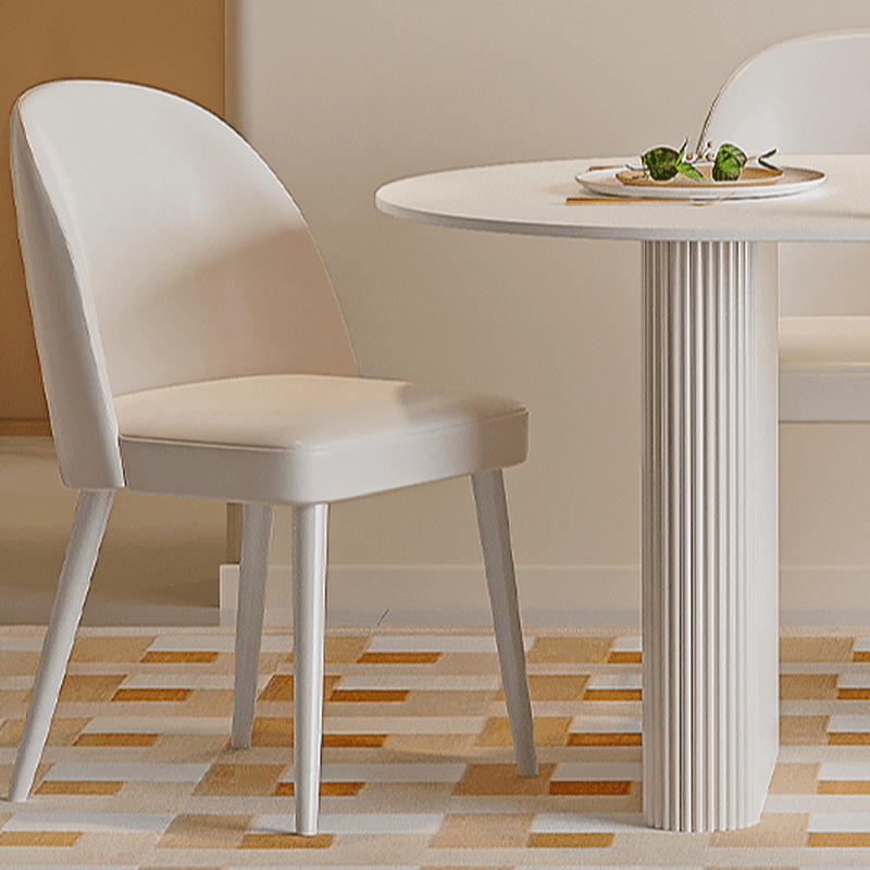 Oval Dining Table Set with Two-sided Pedestal, Enclosed Back, Fixed Table, Padded Chair, 5-piece in White - image 7