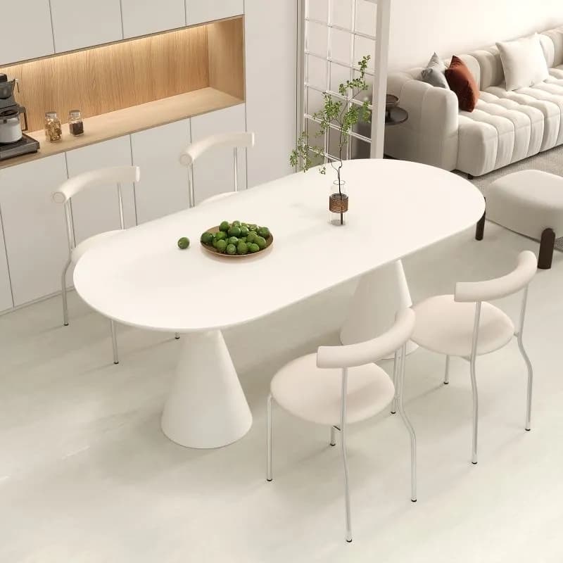 Simplistic Dining Table with Chalk Stone Top, Fixed Table, Seats 4 to 8, Scratch-immune - image 4