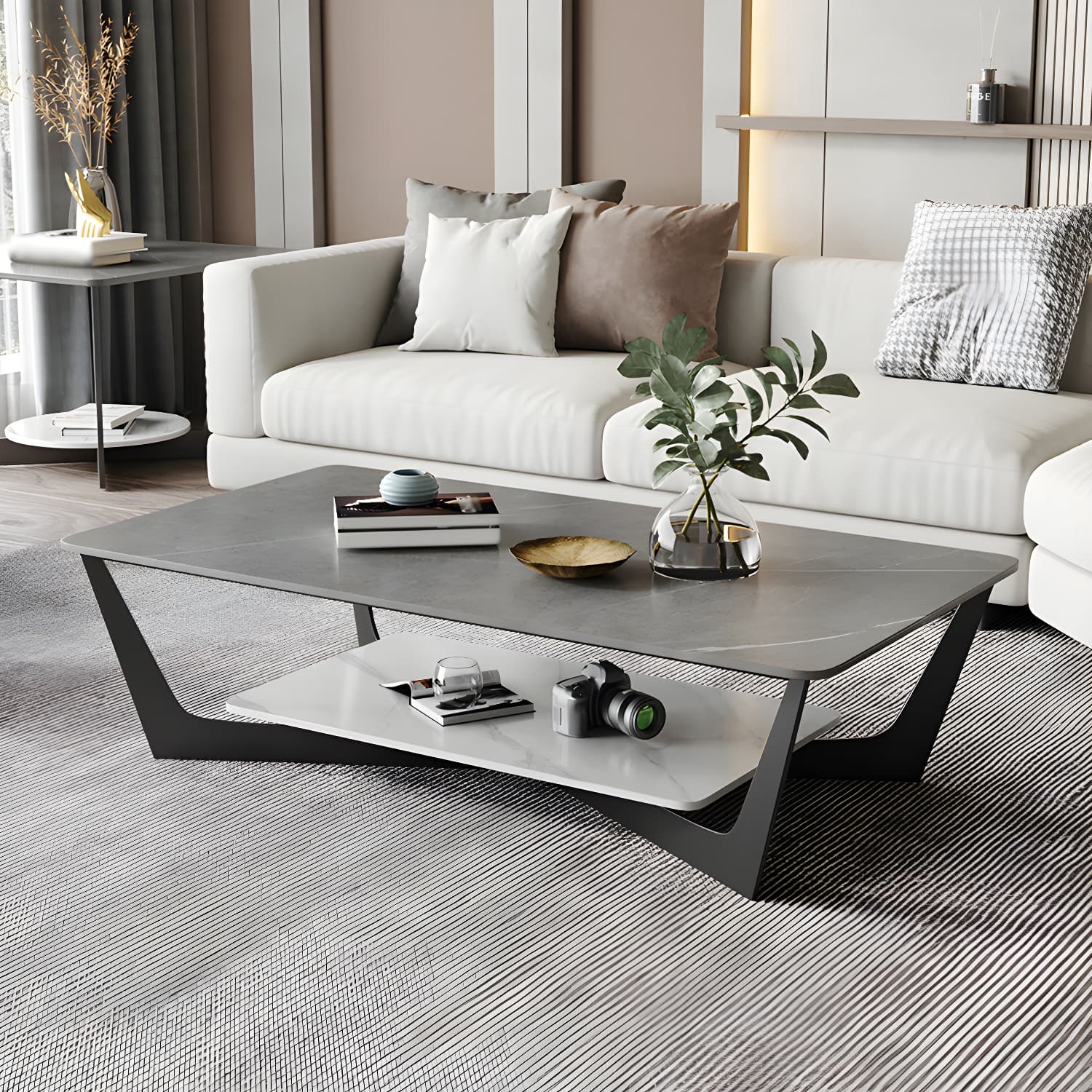 Slate Rectangular Coffee Table Minimalist Modern Coffee Table