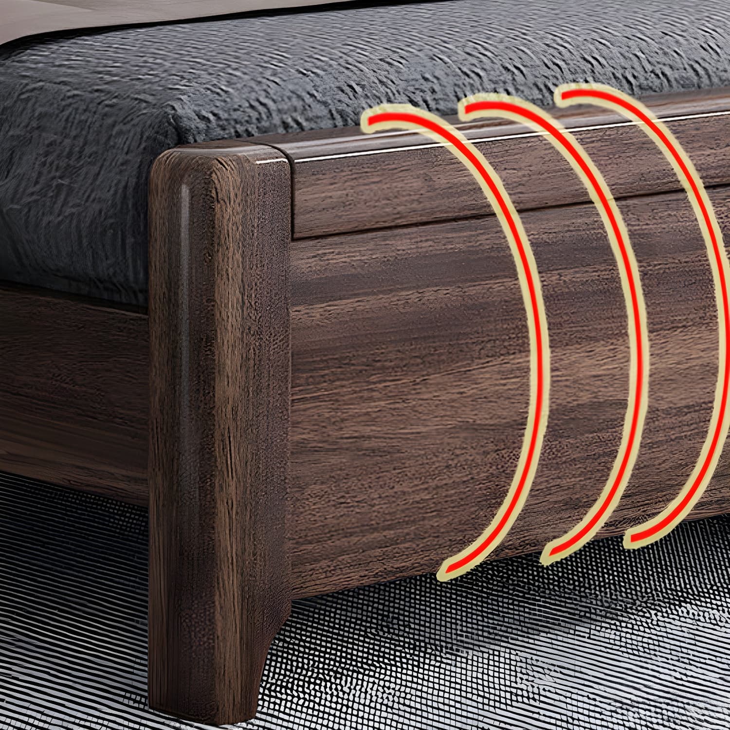 Mid-Century Modern Wood Bed with Headboard, Footboard, and Sleek Design for Stylish Comfort - image 10