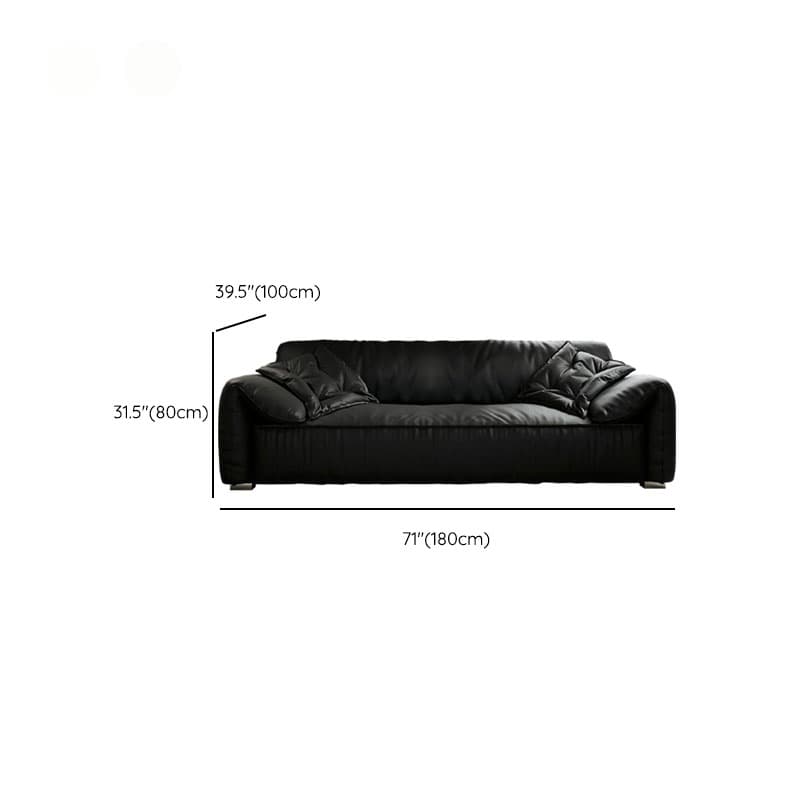 Modish Solid Color Tear Resistant Standard Sofa in Midnight Black, Seats 5/4 Person/for 3 with 2 Pillows - image 13