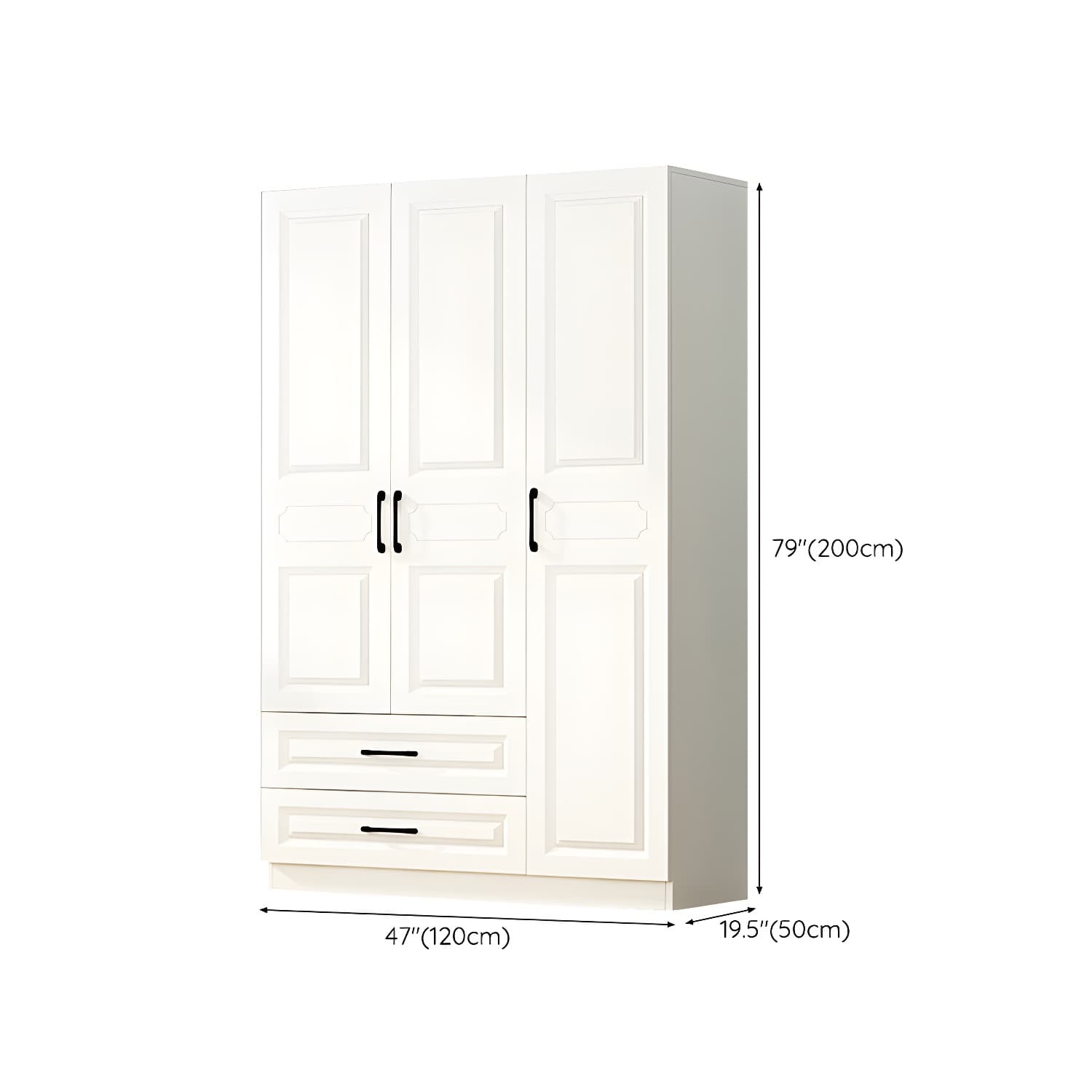 White Modern Wood Wardrobe Armoire with Clothing Rod and Shelves - image 13