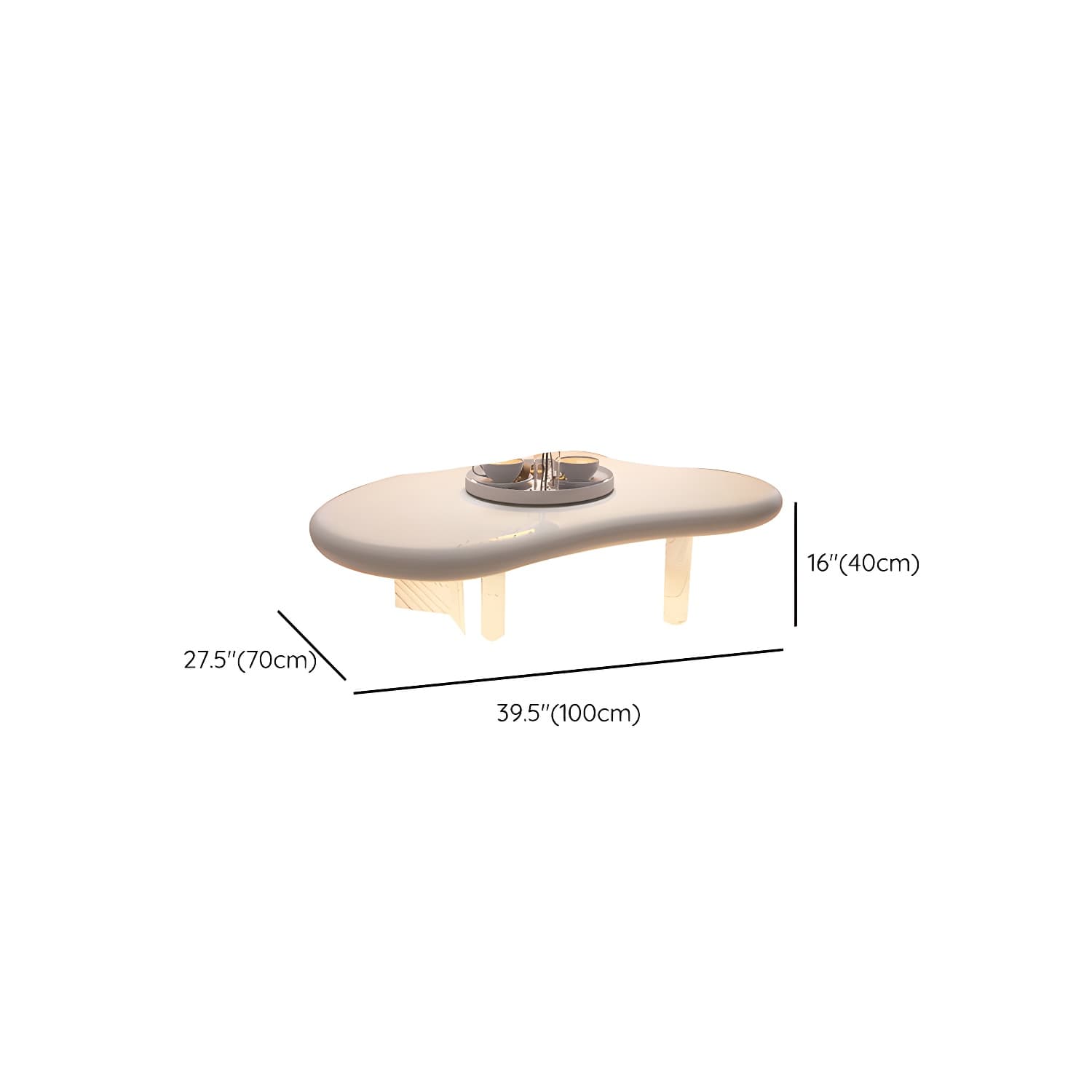 Nordic Irregular Coffee Table in White of 15.7" H with Acrylic Legs - image 19