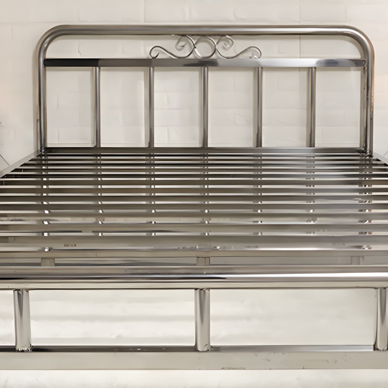 Silver Modern Steel Bed Rectangular Minimalist Bed with Metal Legs - image 8