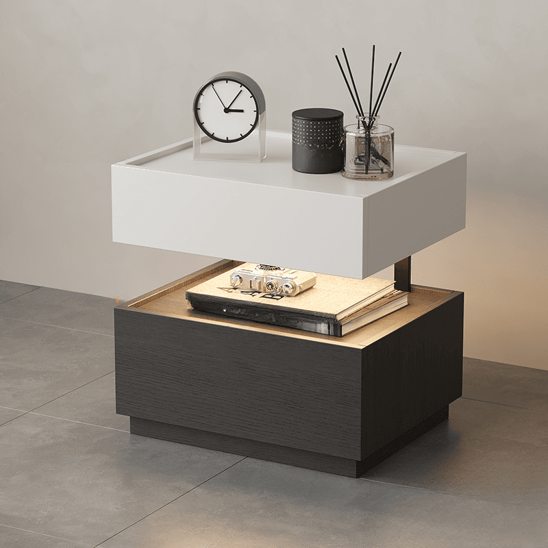 Organic Modern Nightstand With Drawer Organization with Particle Board Wood Countertop and Illuminating Lighting - image 14