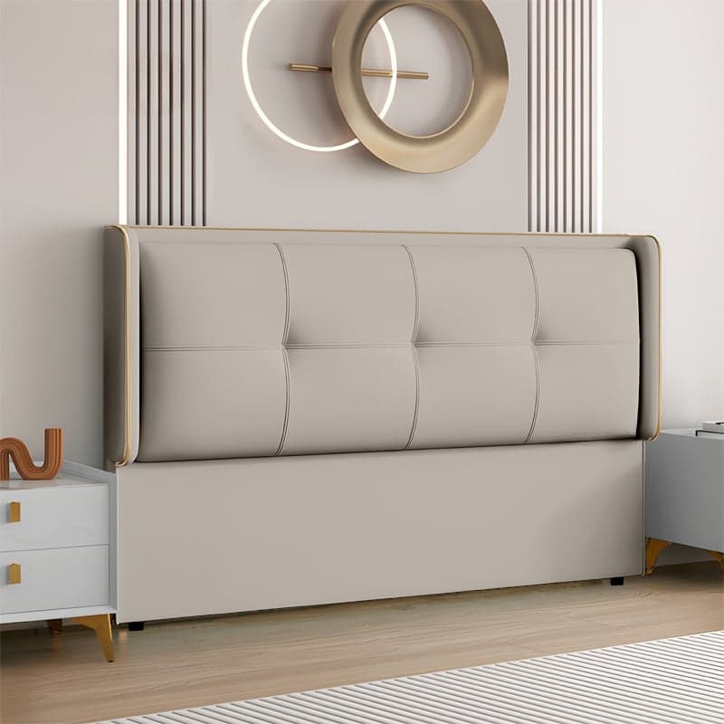 Simplistic Wingback Headboard with No Distressing, Piled Tufted Rectangular Design for Queen Bed, Featuring Sponge Upholstery and Standard Height - image 6