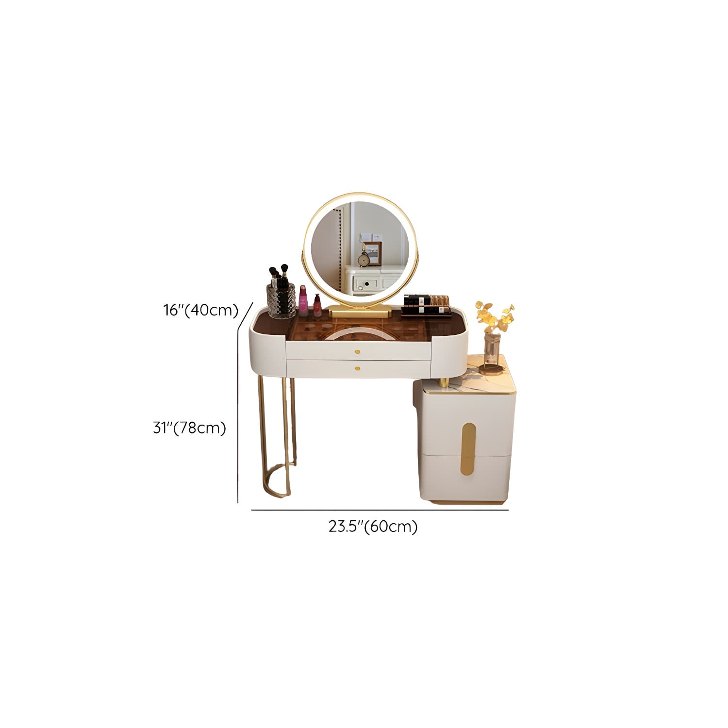 Contemporary Glass Top Vanity Dressing Table With 4/5 Drawers - image 18