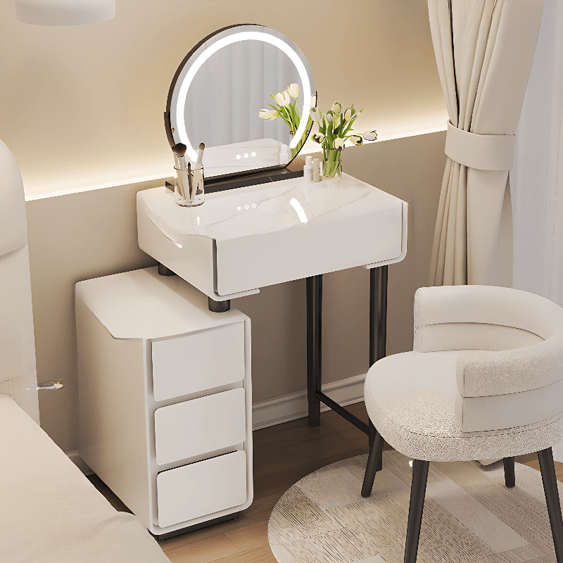 Standard/Small Lumber Vanity Set with 4/5 Drawers, White Seating, Mirror Lights, and Lighting System - image 4