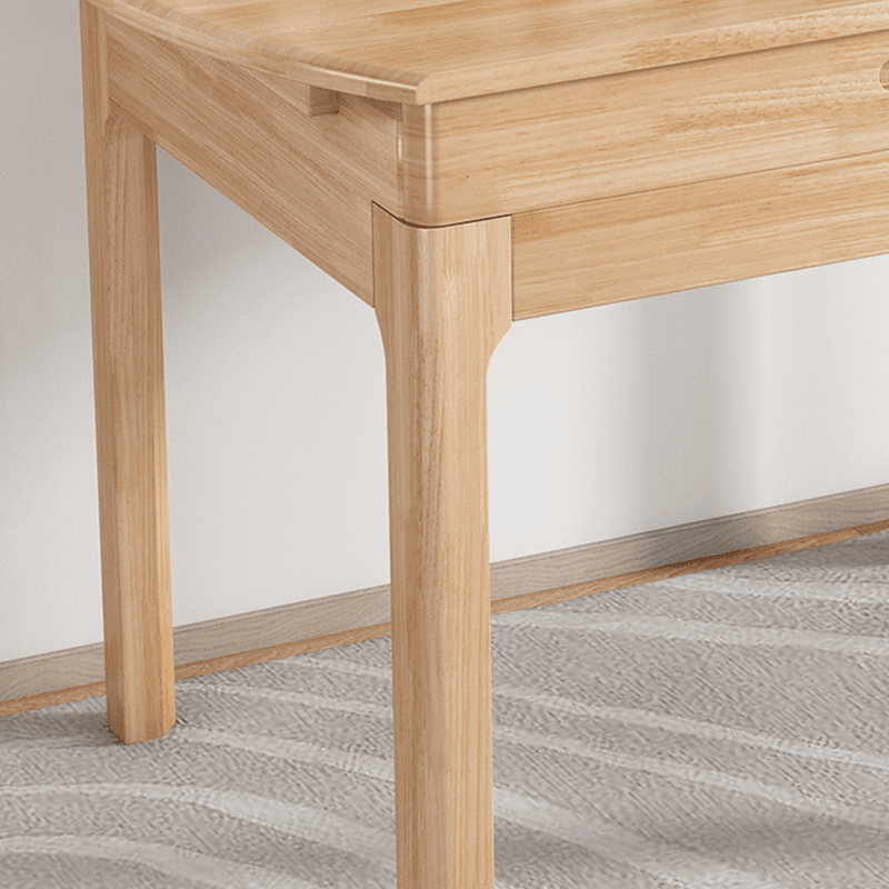 Dining Table Set in Minimalist Style with Tan/Unfinished Rubberwood Top, 4 Legs, and Back - image 8