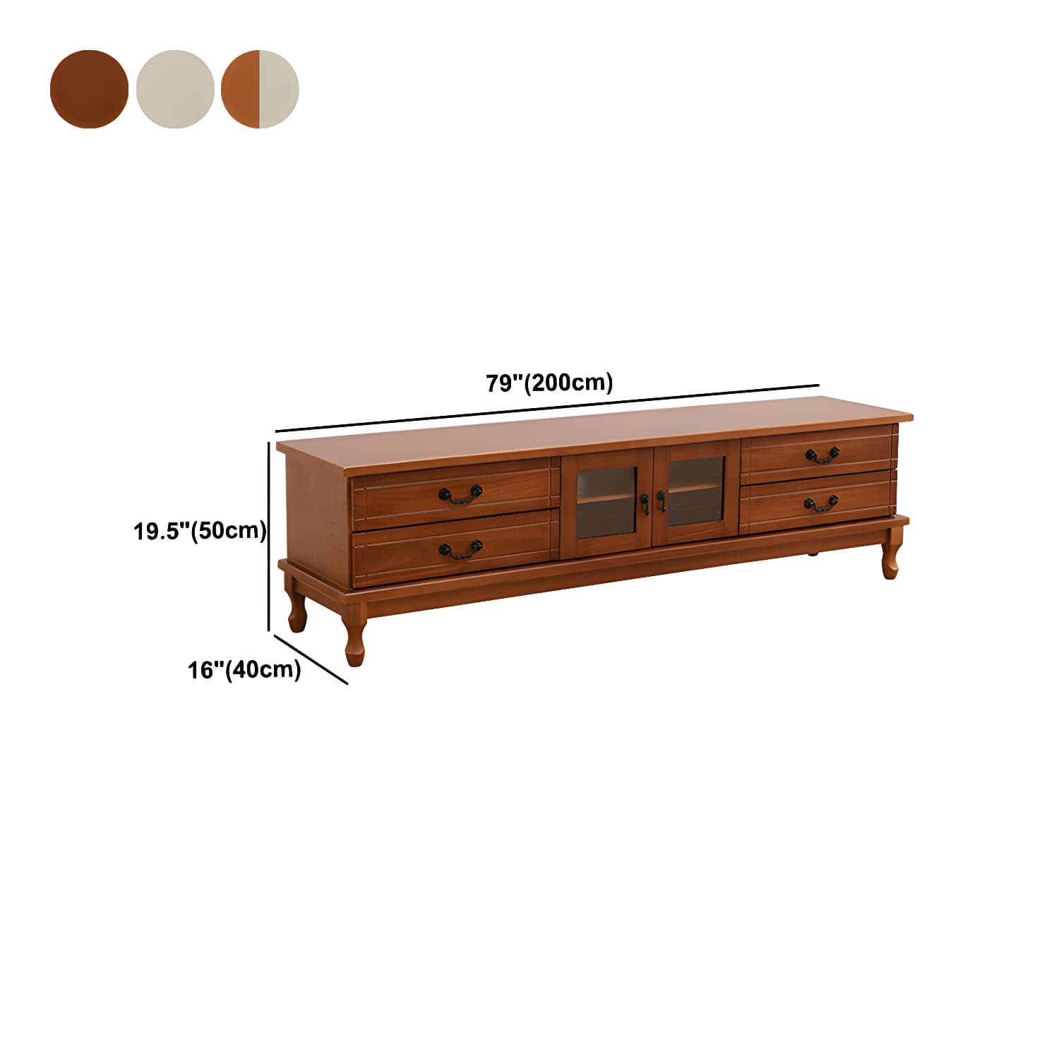 Traditional Solid Wood TV Stand 4-Drawer 19.7" H TV Console with Cabinet - image 18