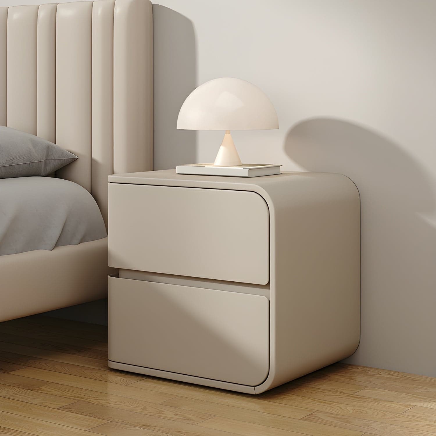 Rounded Corners Nightstands Solid Wood with Silent Buffer Guide Rail - image 4