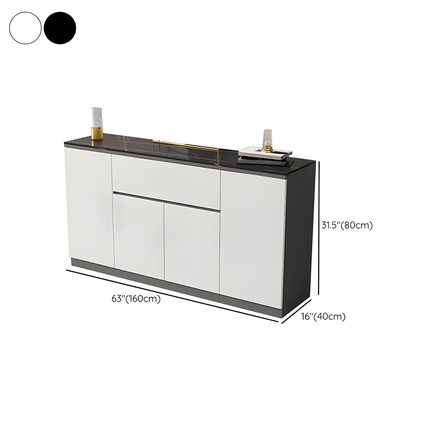 Contemporary Stone Top Sideboard Cabinet with Drawer and Door - image 11
