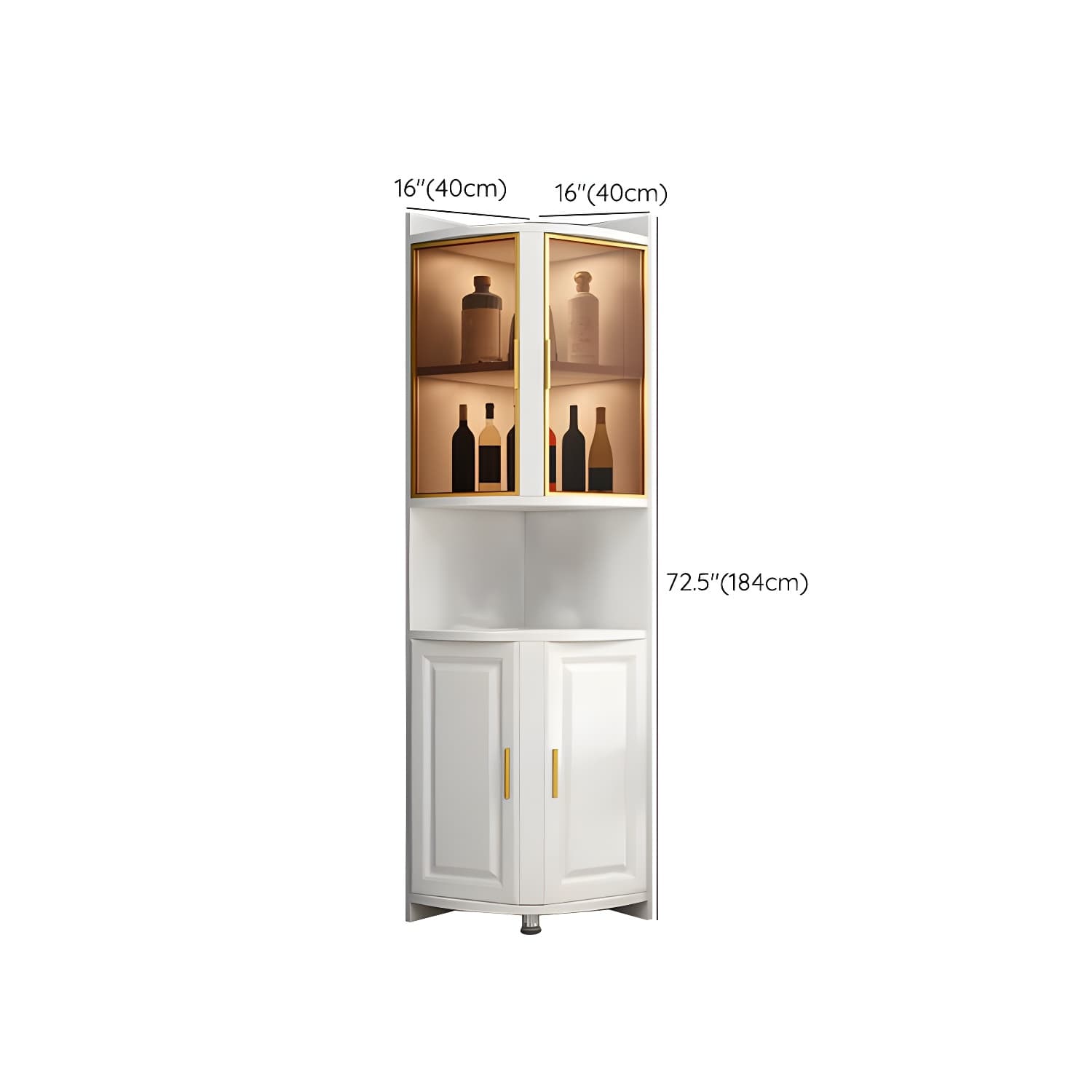 Modern White Corner Accent Cabinet with Glass Doors and 2 Interior Shelves - image 10