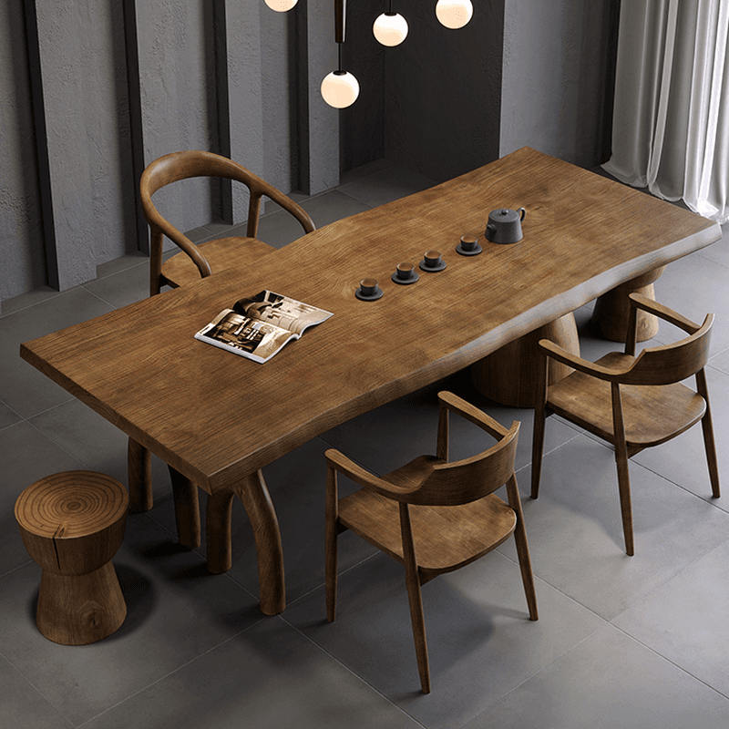 Amber Wood Pine Wood 3-Legged Dining Table Set - image 3