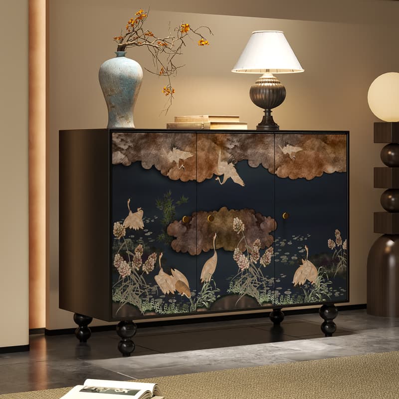 Trendy Rectangle Standalone Accent Cabinet in Ink with Manufactured Wood and Cabinet Knobs